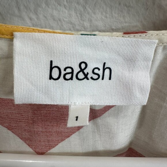 ba&sh Arancia Cream, Pink, Yellow, Green Print Puff Sleeve Mini Dress - Picture 6 of 8